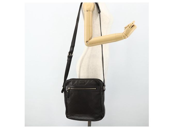 Borsa a Spalla GUCCI Diamante in Pelle Marrone Scuro Argento 201448 Auth BA12291A - vista 24