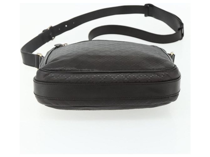 Borsa a Spalla GUCCI Diamante in Pelle Marrone Scuro Argento 201448 Auth BA12291A - vista 5