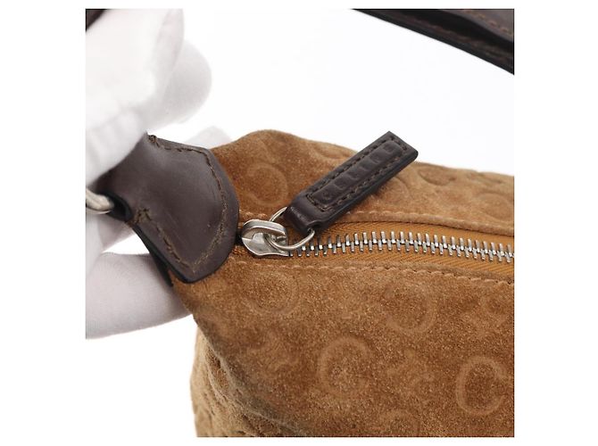 Céline CELINE C Macadam Canvas Handtasche aus Wildleder in Braun mit Silber authentisch 176369 - Ansicht 10