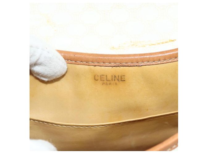 Céline Borsa a Spalla in Tela Macadam CELINE in Pelle PVC Bianco e Oro Auth ep14261 D'oro - vista 11