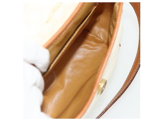 Céline Borsa a Spalla in Tela Macadam CELINE in Pelle PVC Bianco e Oro Auth ep14261 D'oro - vista 12