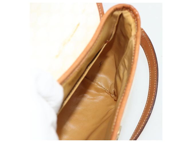 Céline Borsa a Spalla in Tela Macadam CELINE in Pelle PVC Bianco e Oro Auth ep14261 D'oro - vista 17