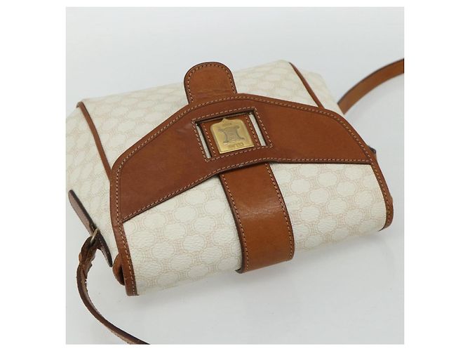 Céline Borsa a Spalla in Tela Macadam CELINE in Pelle PVC Bianco e Oro Auth ep14261 D'oro - vista 6