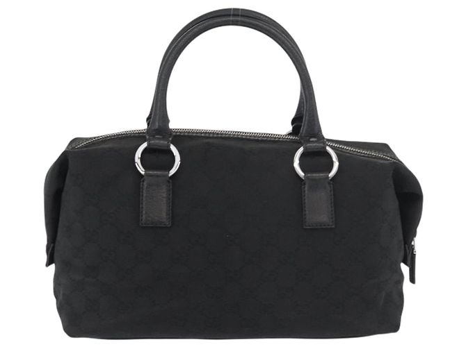 Bolsa de mão GG Canvas Gucci Preto Prata 113009 Auth 176335 - vista 2