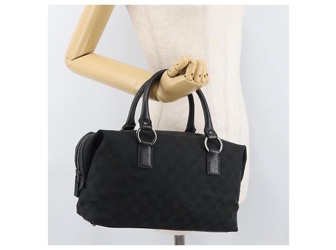 Bolsa de mão GG Canvas Gucci Preto Prata 113009 Auth 176335 - vista 22