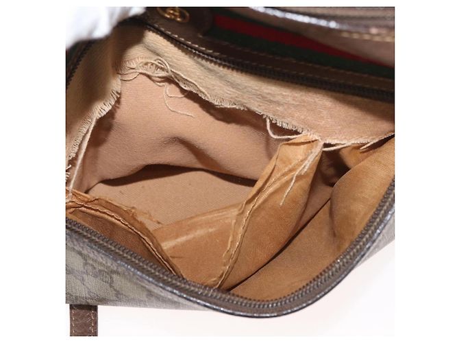 GUCCI GG Supreme Web Sherry Line Tasche aus PVC Beige Gold 001 113 6472 Auth 176195 Golden - Ansicht 11