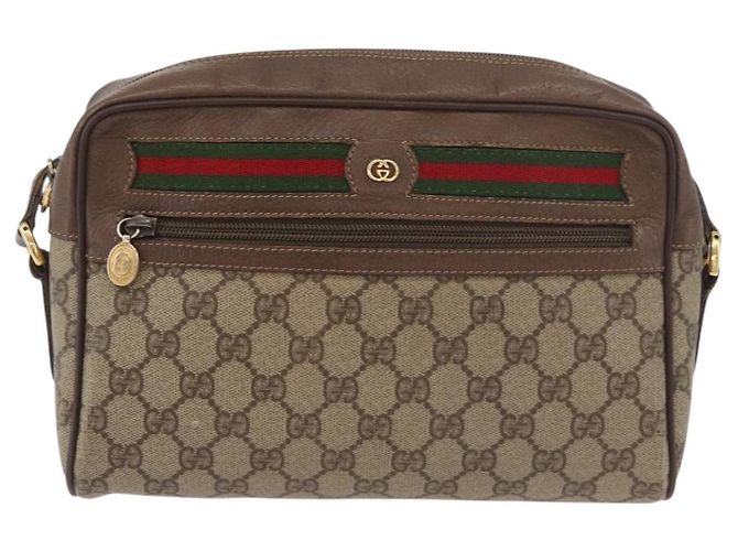 GUCCI GG Supreme Web Sherry Line Tasche aus PVC Beige Gold 001 113 6472 Auth 176195 Golden - Ansicht 13