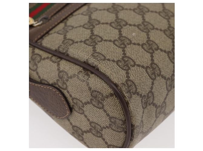 GUCCI GG Supreme Web Sherry Line Tasche aus PVC Beige Gold 001 113 6472 Auth 176195 Golden - Ansicht 14