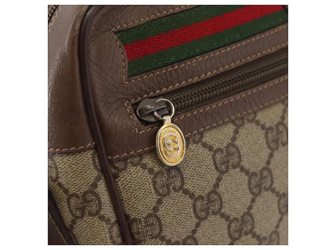GUCCI GG Supreme Web Sherry Line Tasche aus PVC Beige Gold 001 113 6472 Auth 176195 Golden - Ansicht 18