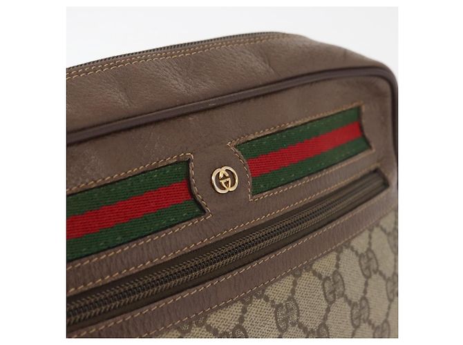 GUCCI GG Supreme Web Sherry Line Tasche aus PVC Beige Gold 001 113 6472 Auth 176195 Golden - Ansicht 19
