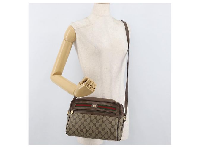 GUCCI GG Supreme Web Sherry Line Tasche aus PVC Beige Gold 001 113 6472 Auth 176195 Golden - Ansicht 25
