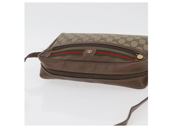 GUCCI GG Supreme Web Sherry Line Tasche aus PVC Beige Gold 001 113 6472 Auth 176195 Golden - Ansicht 6
