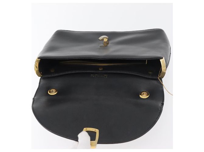 Borsa Christian Dior in pelle di vitello nera e oro Auth 176736 Nero D'oro - vista 10