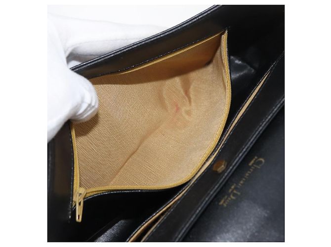 Borsa Christian Dior in pelle di vitello nera e oro Auth 176736 Nero D'oro - vista 12