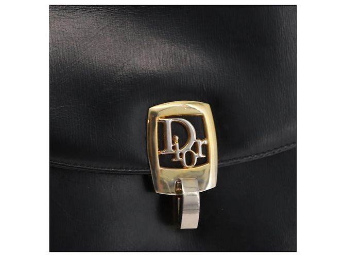 Borsa Christian Dior in pelle di vitello nera e oro Auth 176736 Nero D'oro - vista 17