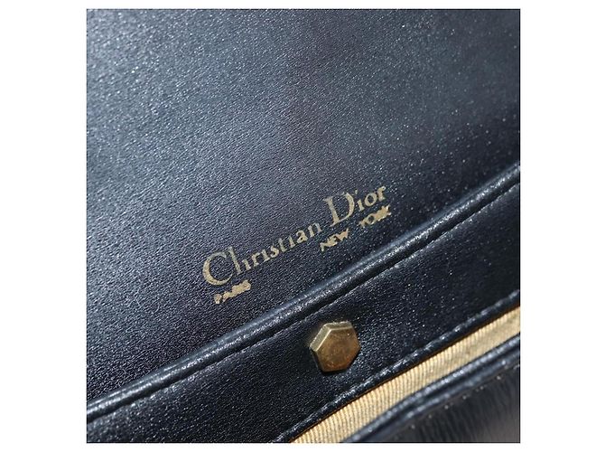 Borsa Christian Dior in pelle di vitello nera e oro Auth 176736 Nero D'oro - vista 18
