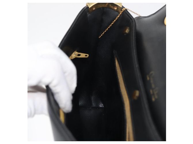 Borsa Christian Dior in pelle di vitello nera e oro Auth 176736 Nero D'oro - vista 20