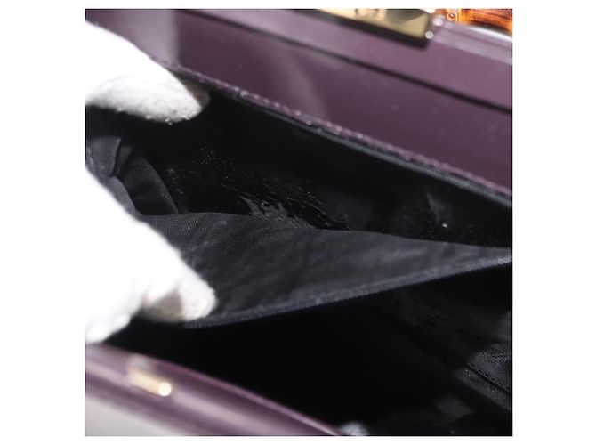 Bamboo Borsa a mano in bambù GUCCI patinata Bordeaux Oro 000 4781 0295 Auth 176222 D'oro Bordò - vista 11