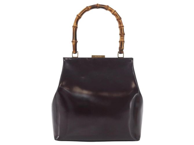 Bamboo Borsa a mano in bambù GUCCI patinata Bordeaux Oro 000 4781 0295 Auth 176222 D'oro Bordò - vista 13