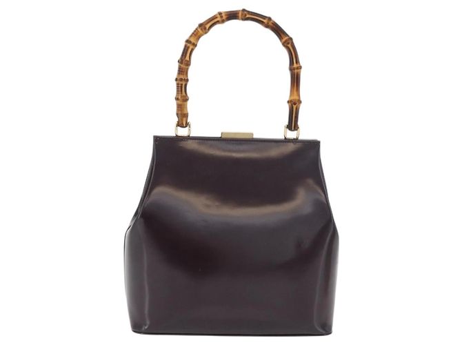 Bamboo Borsa a mano in bambù GUCCI patinata Bordeaux Oro 000 4781 0295 Auth 176222 D'oro Bordò - vista 2