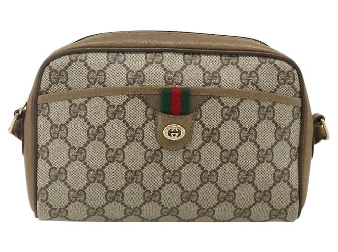 Borsa Sherry Line GG Supreme Web di GUCCI in PVC beige e oro 116 02 089 Auth ep14174 D'oro - vista 13