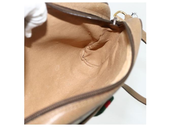 Borsa Sherry Line GG Supreme Web di GUCCI in PVC beige e oro 116 02 089 Auth ep14174 D'oro - vista 19