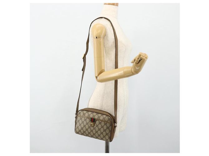 Borsa Sherry Line GG Supreme Web di GUCCI in PVC beige e oro 116 02 089 Auth ep14174 D'oro - vista 21