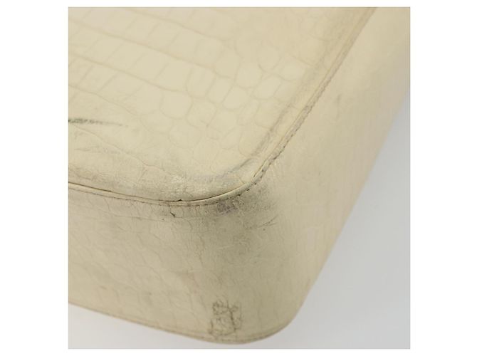 Borsa a Spalla Gancini in Pelle Beige Oro Salvatore Ferragamo Auth ka4133 - vista 16