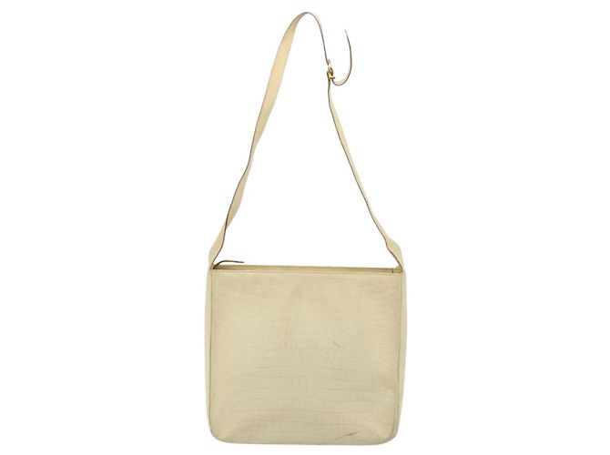 Borsa a Spalla Gancini in Pelle Beige Oro Salvatore Ferragamo Auth ka4133 - vista 2