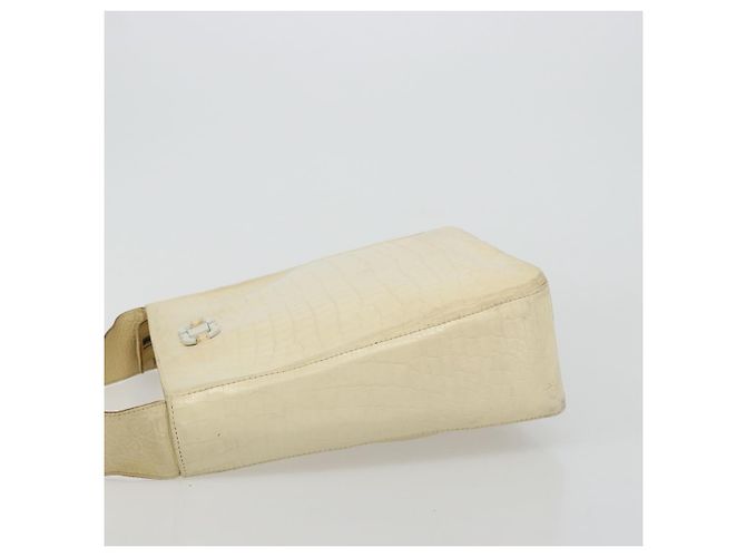 Borsa a Spalla Gancini in Pelle Beige Oro Salvatore Ferragamo Auth ka4133 - vista 4