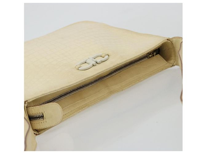 Borsa a Spalla Gancini in Pelle Beige Oro Salvatore Ferragamo Auth ka4133 - vista 6