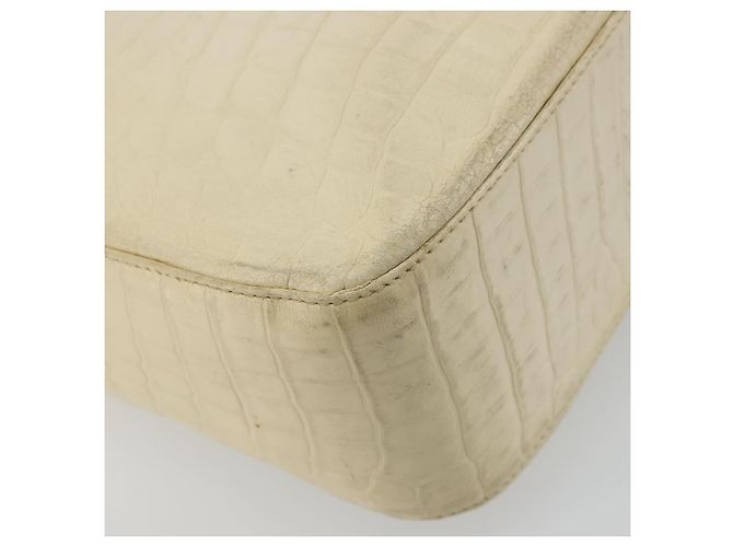 Borsa a Spalla Gancini in Pelle Beige Oro Salvatore Ferragamo Auth ka4133 - vista 9