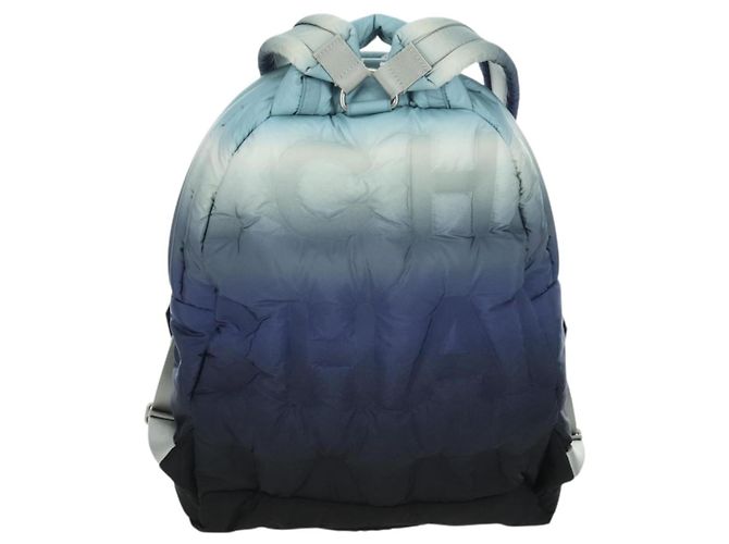 CHANEL Zaino Doudone in nylon blu argento CC Auth mr2366SAM - vista 2