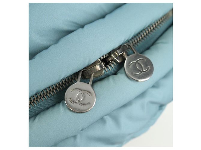 CHANEL Zaino Doudone in nylon blu argento CC Auth mr2366SAM - vista 20
