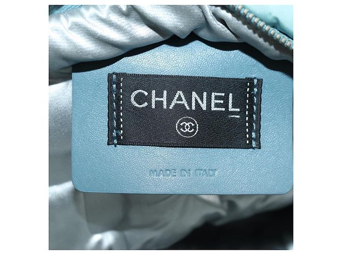 CHANEL Zaino Doudone in nylon blu argento CC Auth mr2366SAM - vista 21