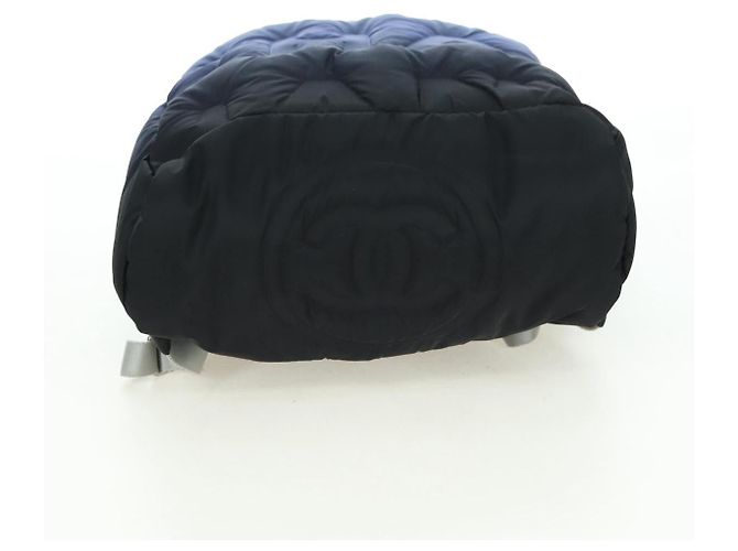 CHANEL Zaino Doudone in nylon blu argento CC Auth mr2366SAM - vista 5