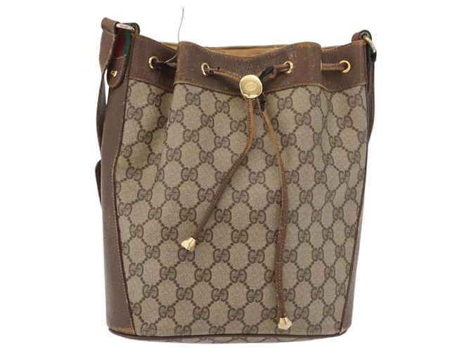 Borsa Sherry Line GG Supreme Web di GUCCI in PVC beige e oro 72 02 034 Auth 176268 D'oro - vista 13