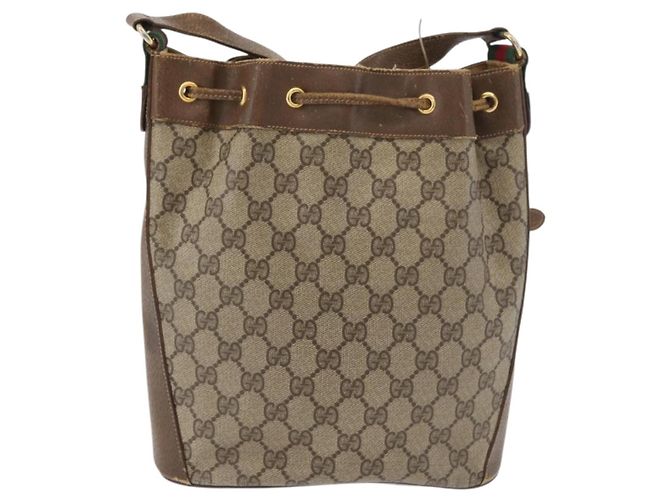 Borsa Sherry Line GG Supreme Web di GUCCI in PVC beige e oro 72 02 034 Auth 176268 D'oro - vista 2