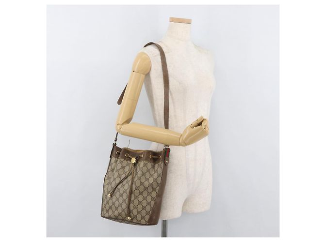 Borsa Sherry Line GG Supreme Web di GUCCI in PVC beige e oro 72 02 034 Auth 176268 D'oro - vista 21