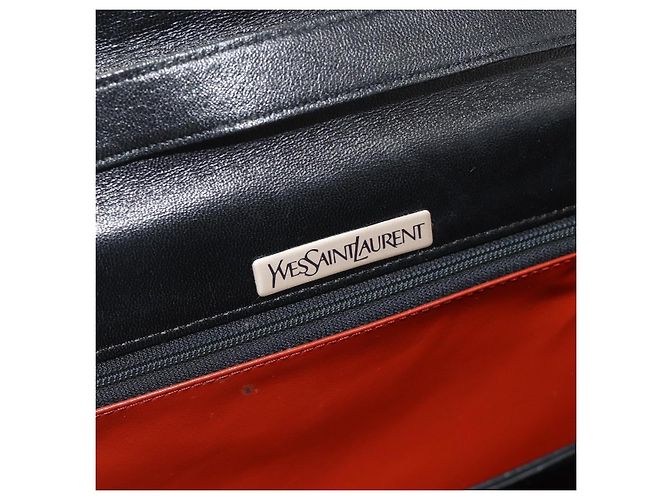 SAINT LAURENT Borsa a Spalla Pelle Nera Argento Auth 176228 Nero - vista 10