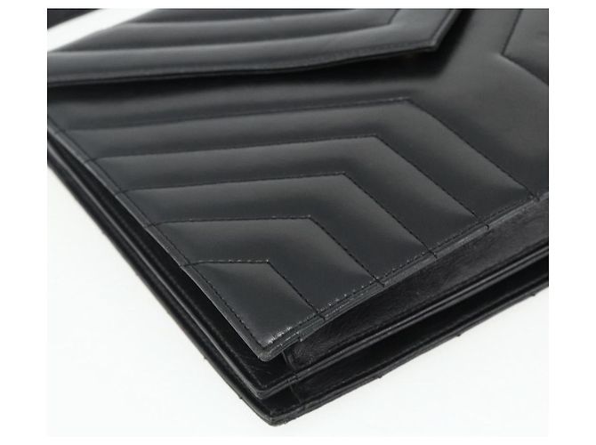 SAINT LAURENT Borsa a Spalla Pelle Nera Argento Auth 176228 Nero - vista 14