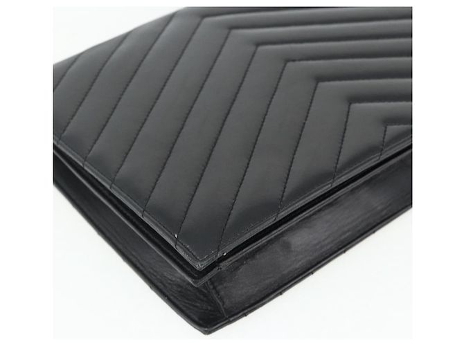 SAINT LAURENT Borsa a Spalla Pelle Nera Argento Auth 176228 Nero - vista 16