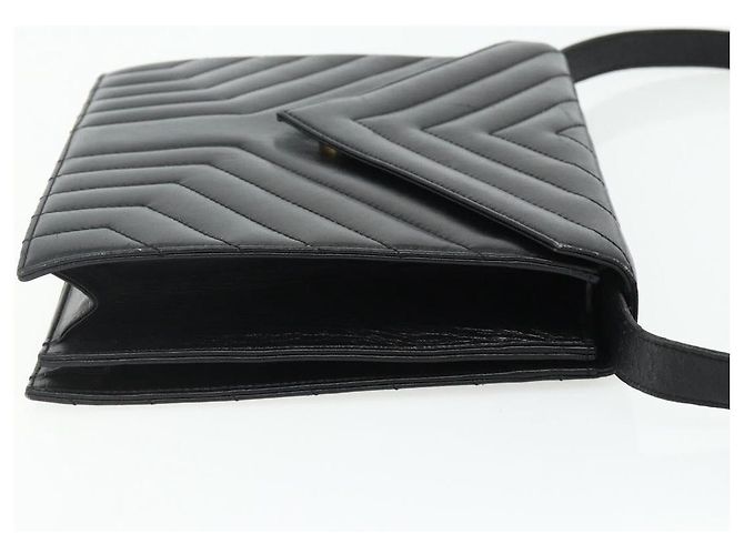 SAINT LAURENT Borsa a Spalla Pelle Nera Argento Auth 176228 Nero - vista 4