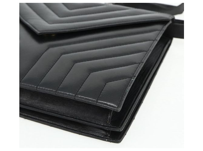 SAINT LAURENT Borsa a Spalla Pelle Nera Argento Auth 176228 Nero - vista 9