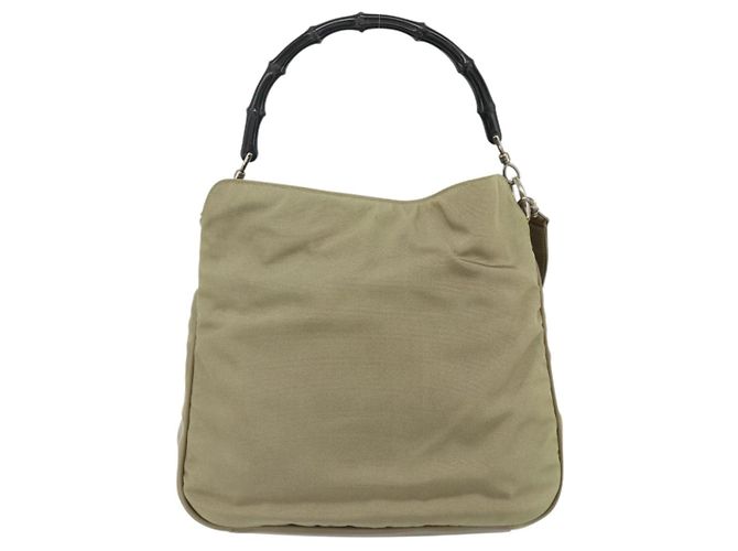 Borsa a Spalla GUCCI Bamboo Nylon 2way Khaki Argento 001 1638 Auth bs34731 Cachi - vista 13