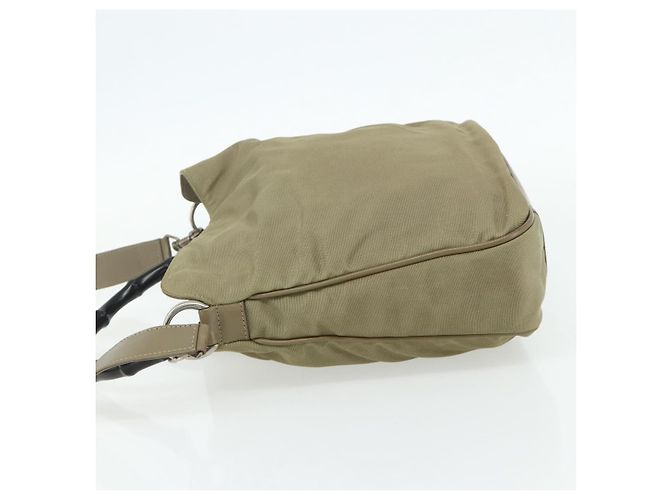 Borsa a Spalla GUCCI Bamboo Nylon 2way Khaki Argento 001 1638 Auth bs34731 Cachi - vista 3