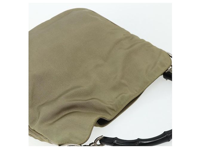 Borsa a Spalla GUCCI Bamboo Nylon 2way Khaki Argento 001 1638 Auth bs34731 Cachi - vista 6