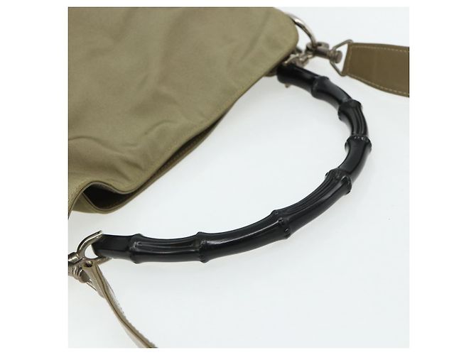 Borsa a Spalla GUCCI Bamboo Nylon 2way Khaki Argento 001 1638 Auth bs34731 Cachi - vista 7