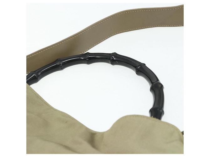 Borsa a Spalla GUCCI Bamboo Nylon 2way Khaki Argento 001 1638 Auth bs34731 Cachi - vista 8