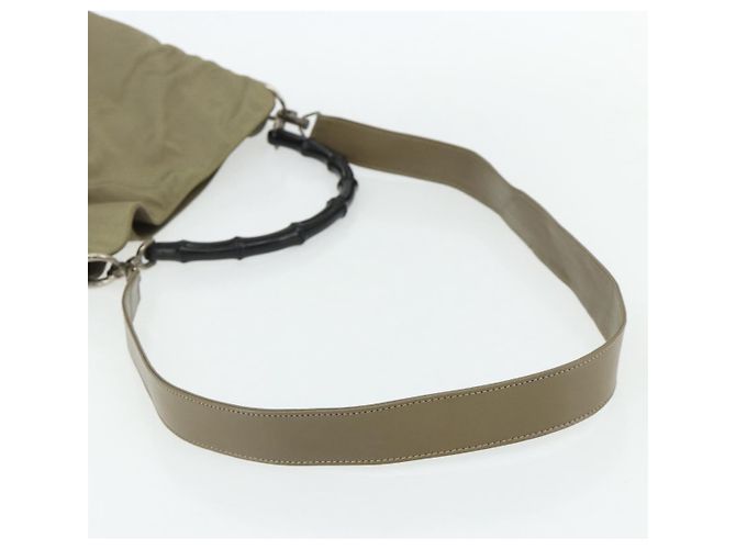 Borsa a Spalla GUCCI Bamboo Nylon 2way Khaki Argento 001 1638 Auth bs34731 Cachi - vista 9